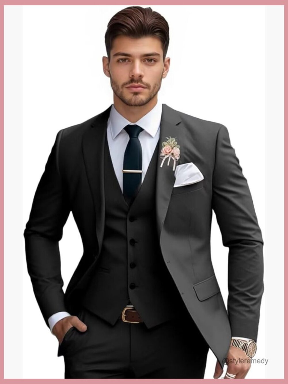 3 Piece Slim Fit Suit Set 80% Polyester 20% Viscose Formal Tuxedo